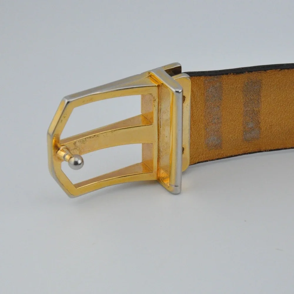 Vintage MCM Leather Belt 40/100 Dark Brown Good‎ Two-Tone Buckle Dress Classic